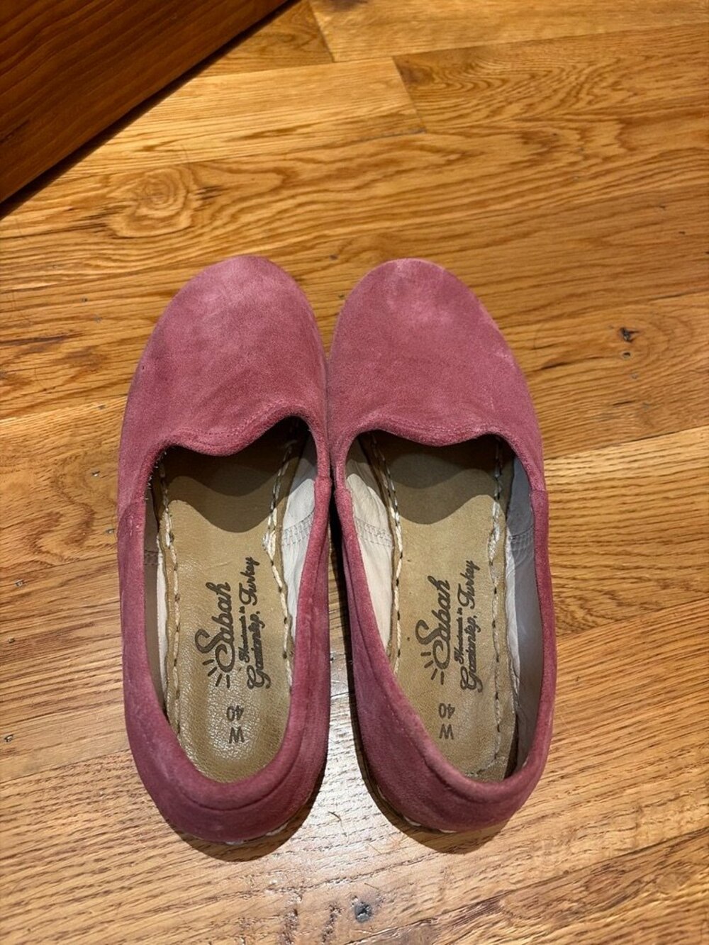 Sabah Rosa Pink Suede Handmade Turkish Slip-On, Women's 40 (US 8.5–9)